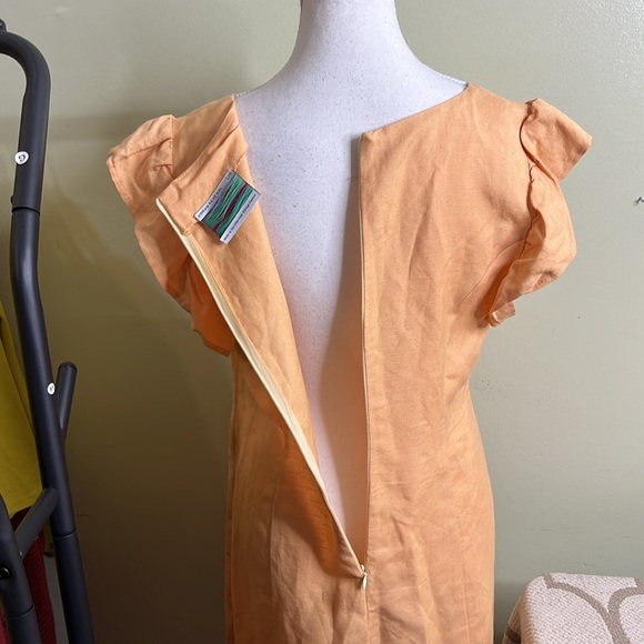 Urban Renewal Linen Peach ruffle flutter sleeves Dress - Picture 13 of 13